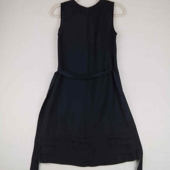 Banana Republic Dress XS Black 100% Silk Sleeveless Beaded Neck Belted Sheath - Picture 8 of 11
